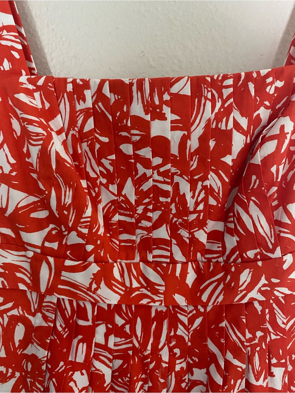 NWOT American Living orange white strap midi dress pleated bodice tie back 8 - Picture 3 of 7
